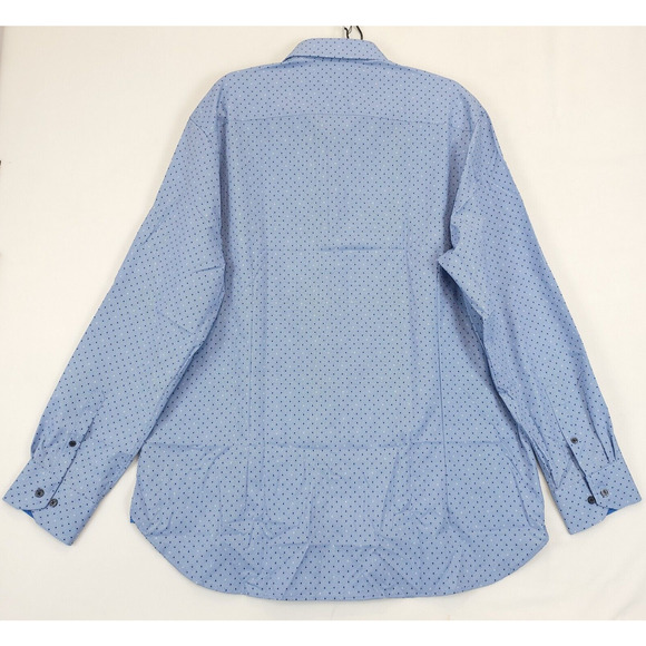 WRK Work Rest Karma Geo Dot Dress Shirt 4 Way Stretch Flip Cuff Men 18 Blue - Picture 3 of 13